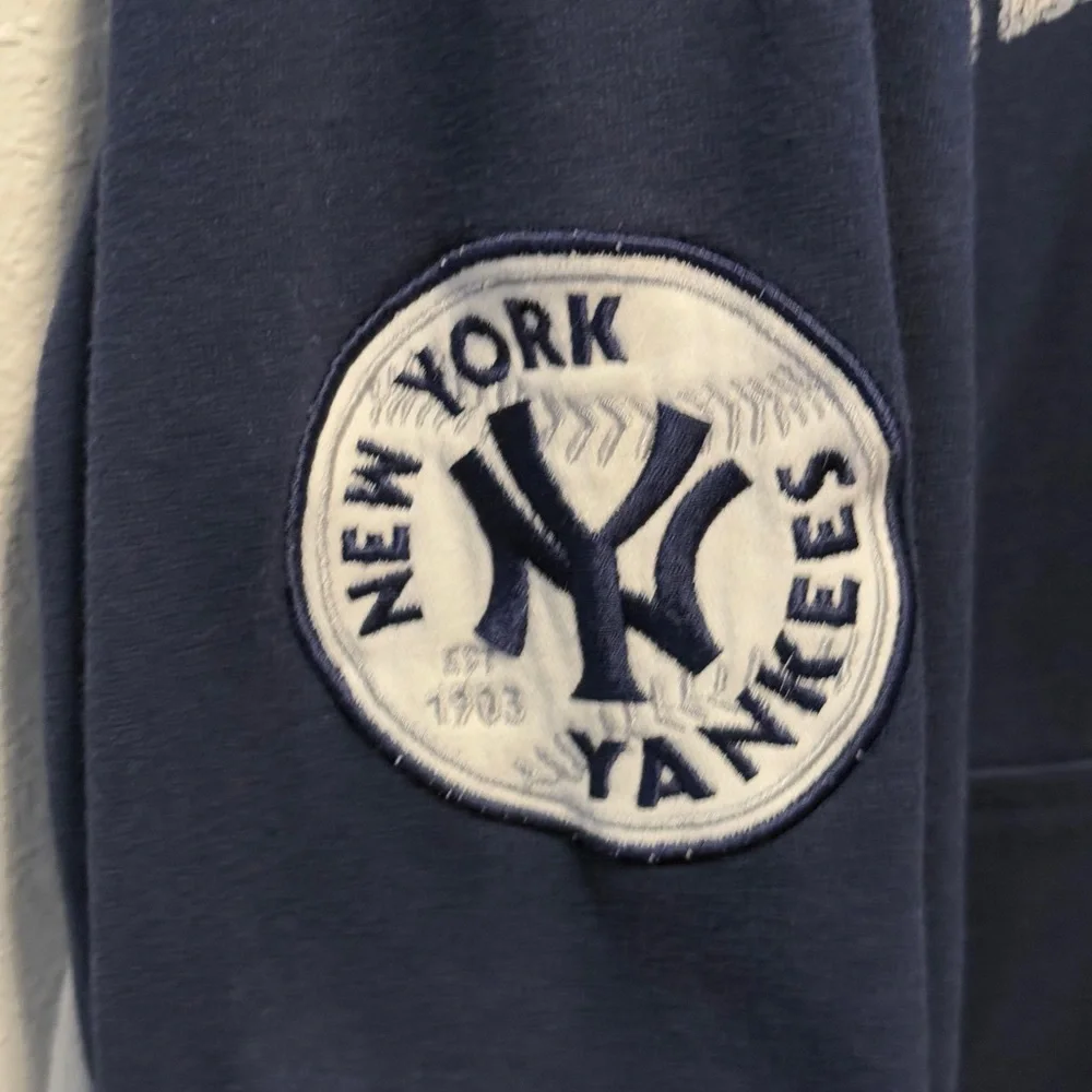 NY YANKEES ZIP HOODIE SWEATSHIRT‎ XL BASEBALL DISTRESSED BLUE Carl Banks - Picture 5 of 10